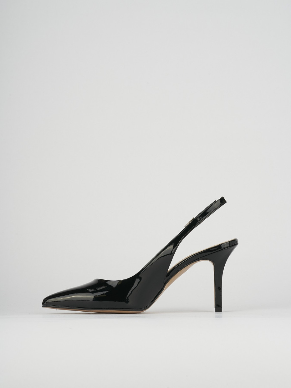 Slingback decoltè tacco 8 cm nero vernice