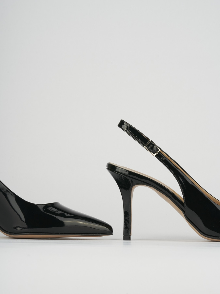 Slingback decoltè tacco 8 cm nero vernice