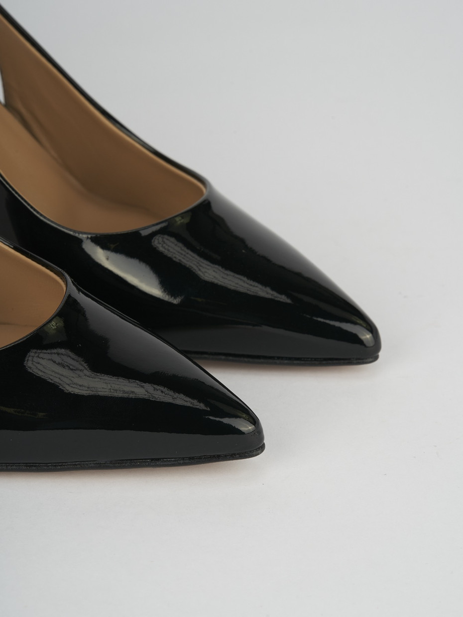 Slingback decoltè tacco 8 cm nero vernice