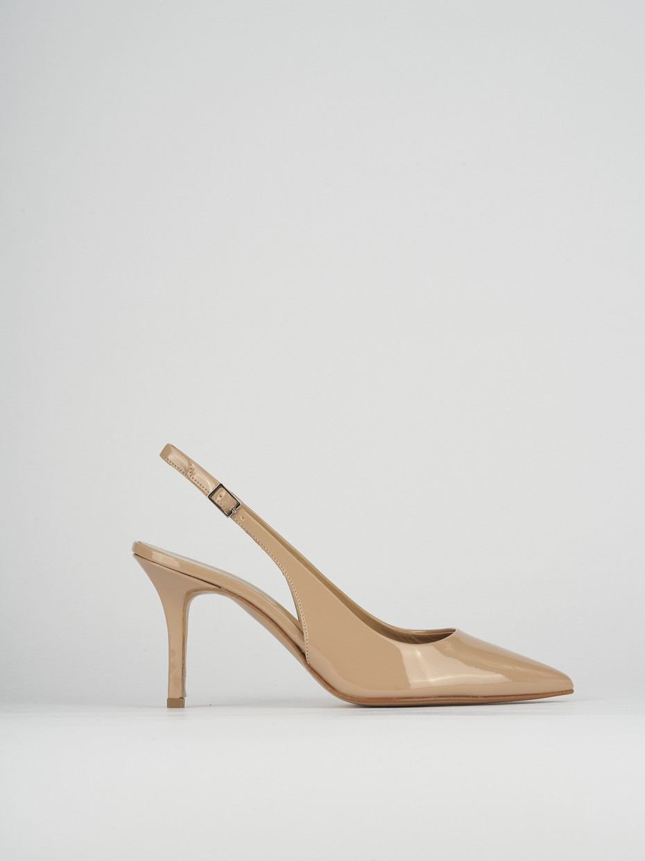 Slingback decoltè tacco 8 cm rosa vernice