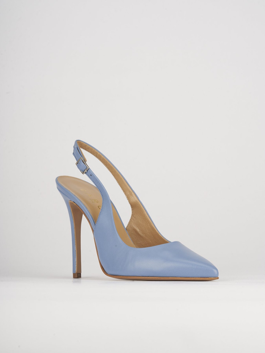 Décolleté e slingback tacco 11cm pelle azzurro