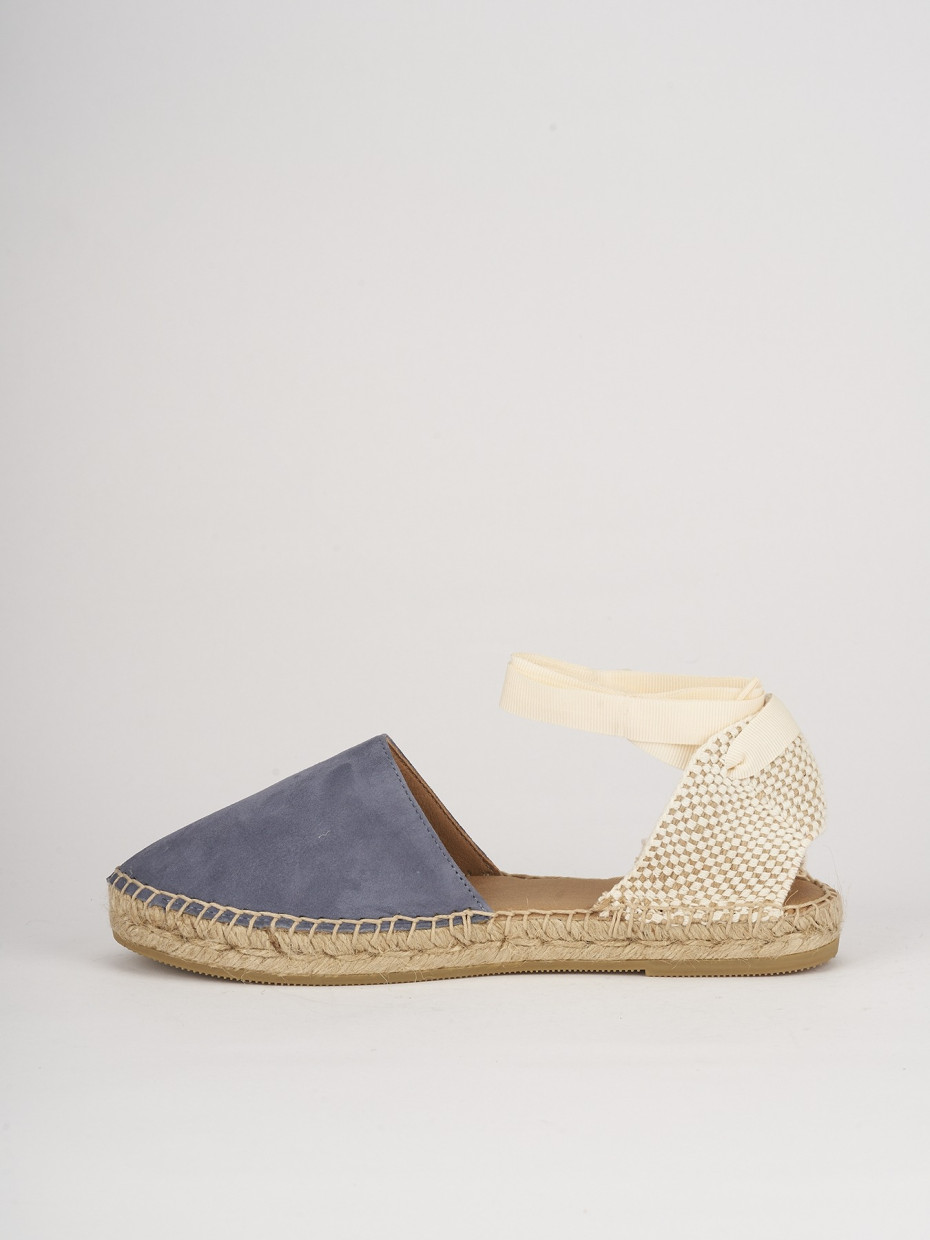 Espadrilla zeppa 2 cm azzurro camoscio