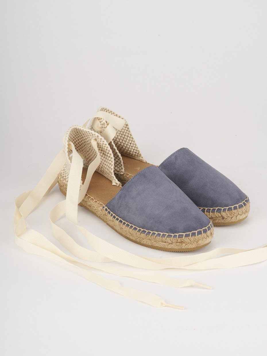 Espadrilla zeppa 2 cm azzurro camoscio