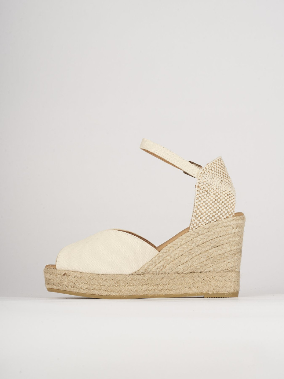 Espadrillas heel 8 cm beige leather