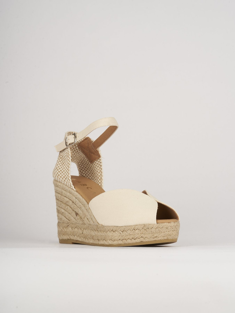 Espadrillas tacco 8cm tessuto beige