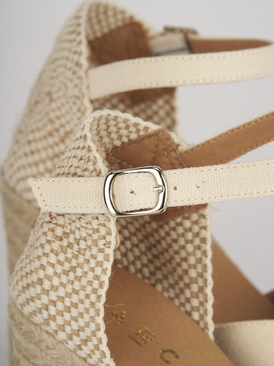 Espadrillas heel 8 cm beige leather