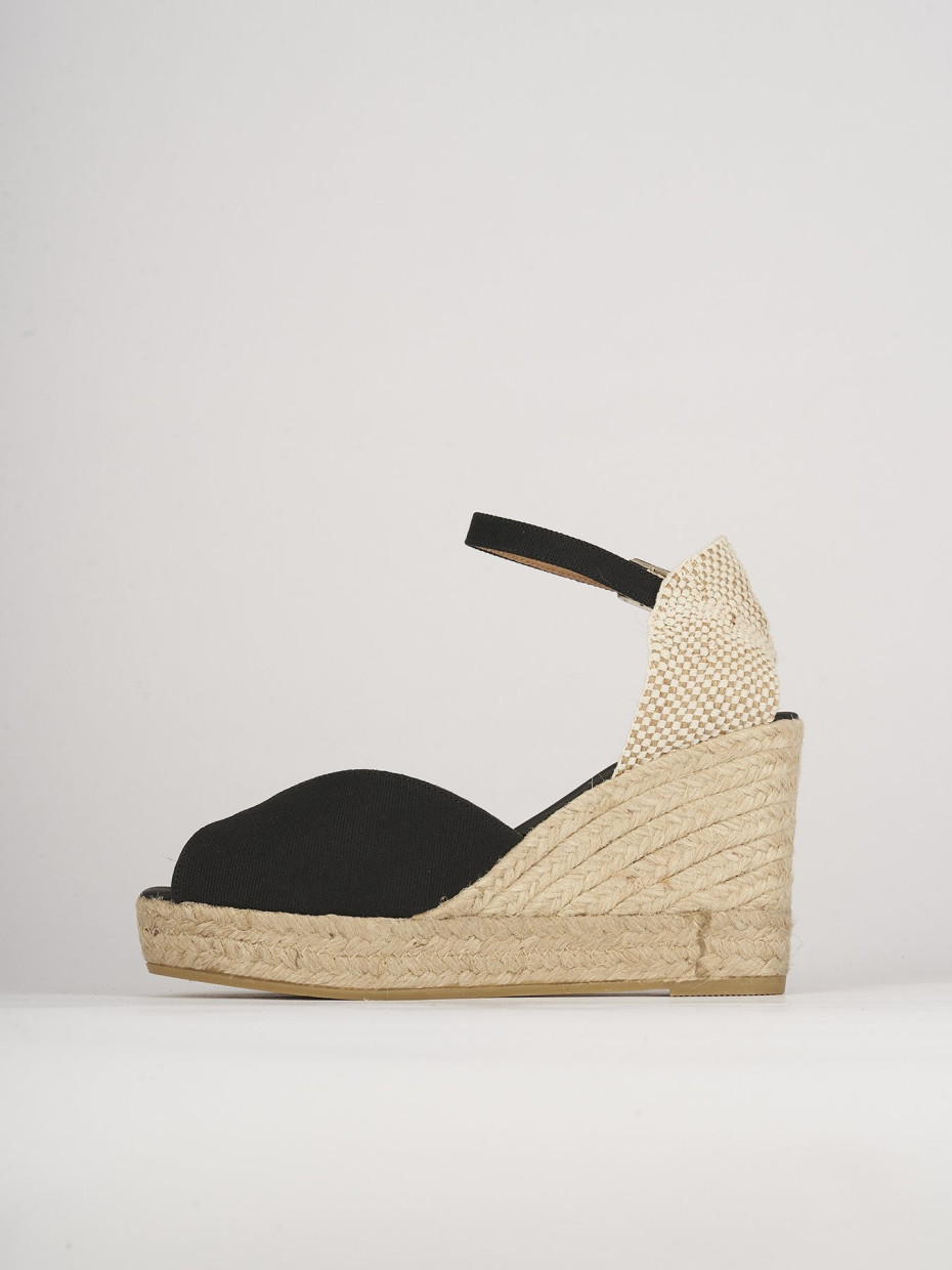 Espadrillas tacco 8cm tessuto nero