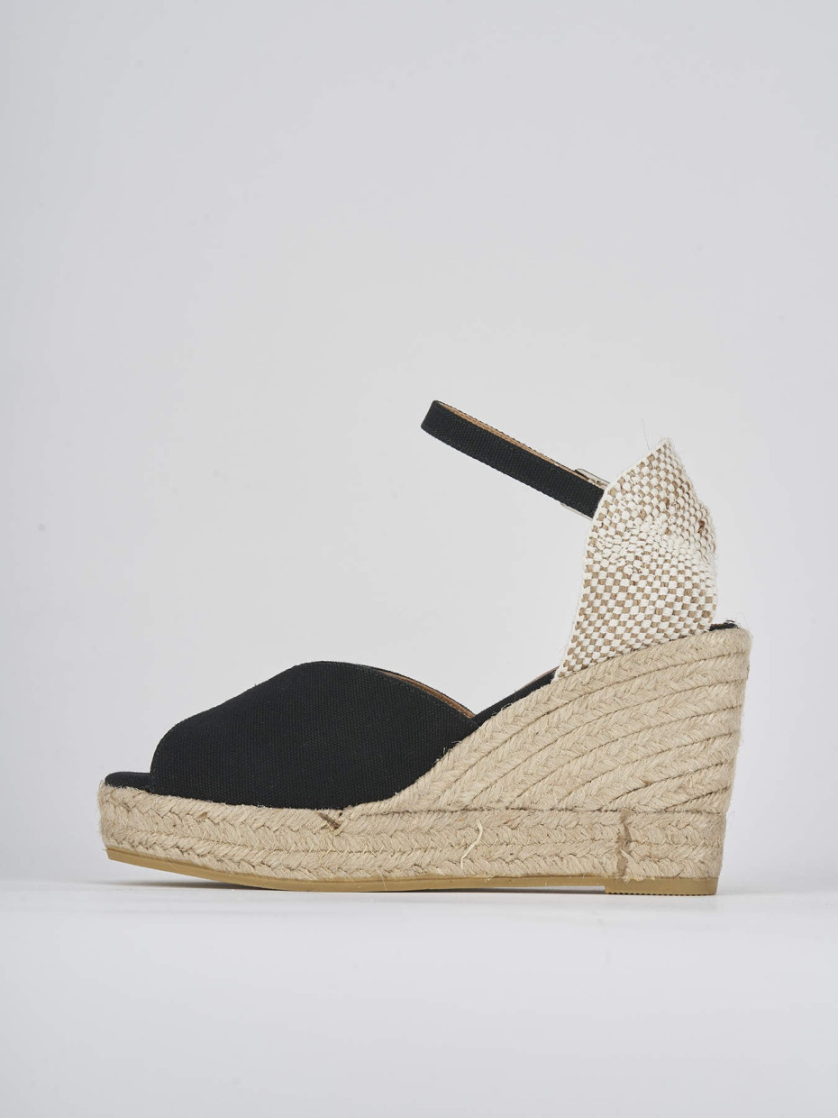 Espadrillas tacco 8cm tessuto nero