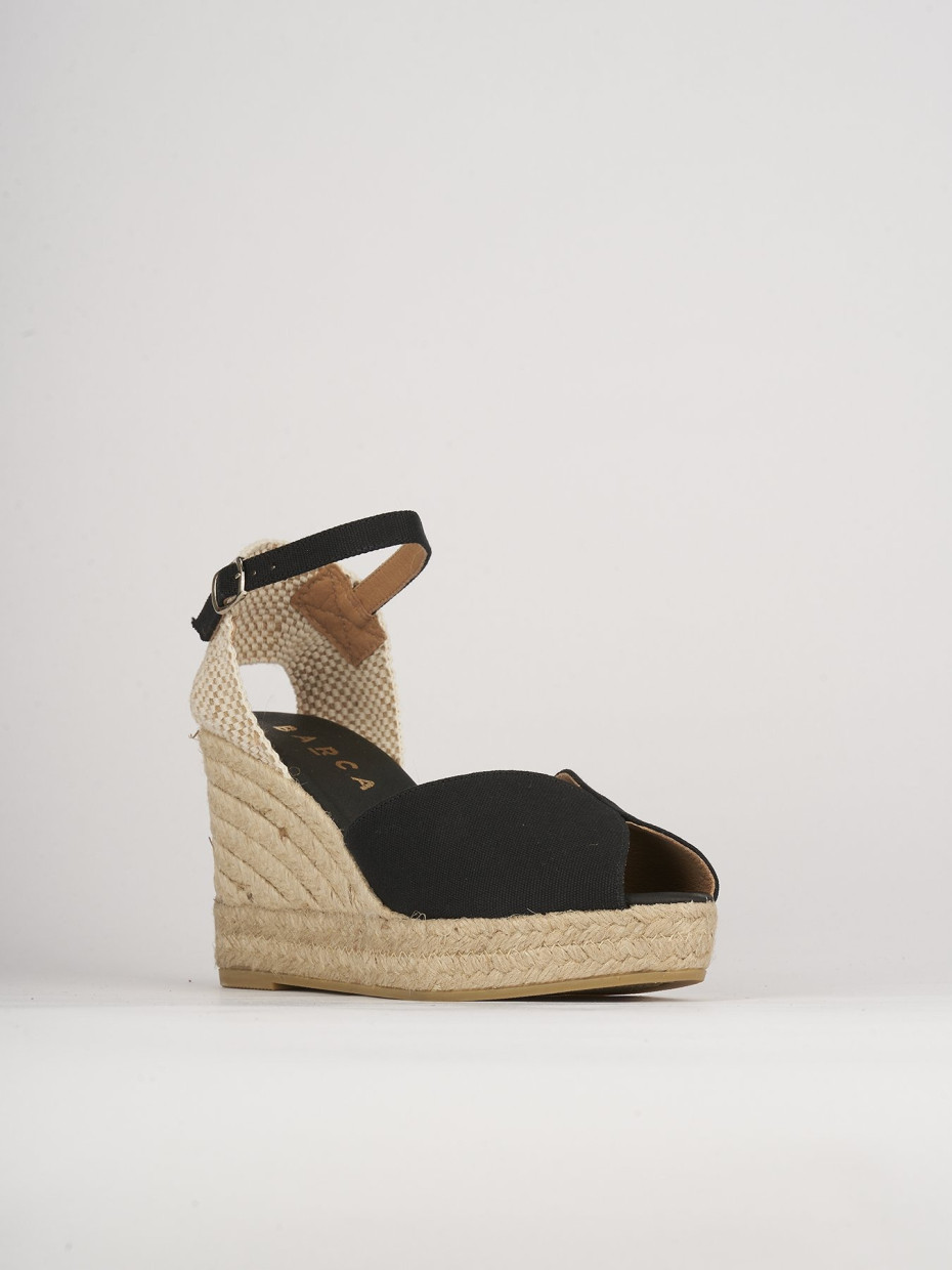 Espadrillas tacco 8cm tessuto nero