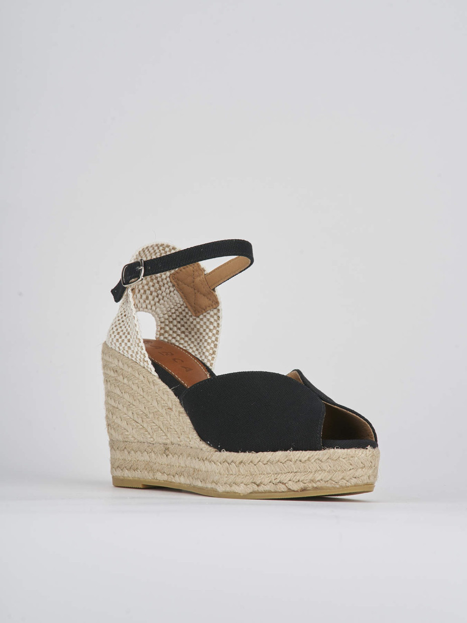 Espadrillas tacco 8cm tessuto nero