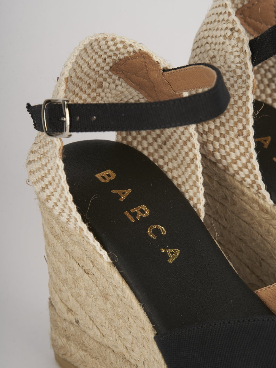 Espadrillas tacco 8cm tessuto nero