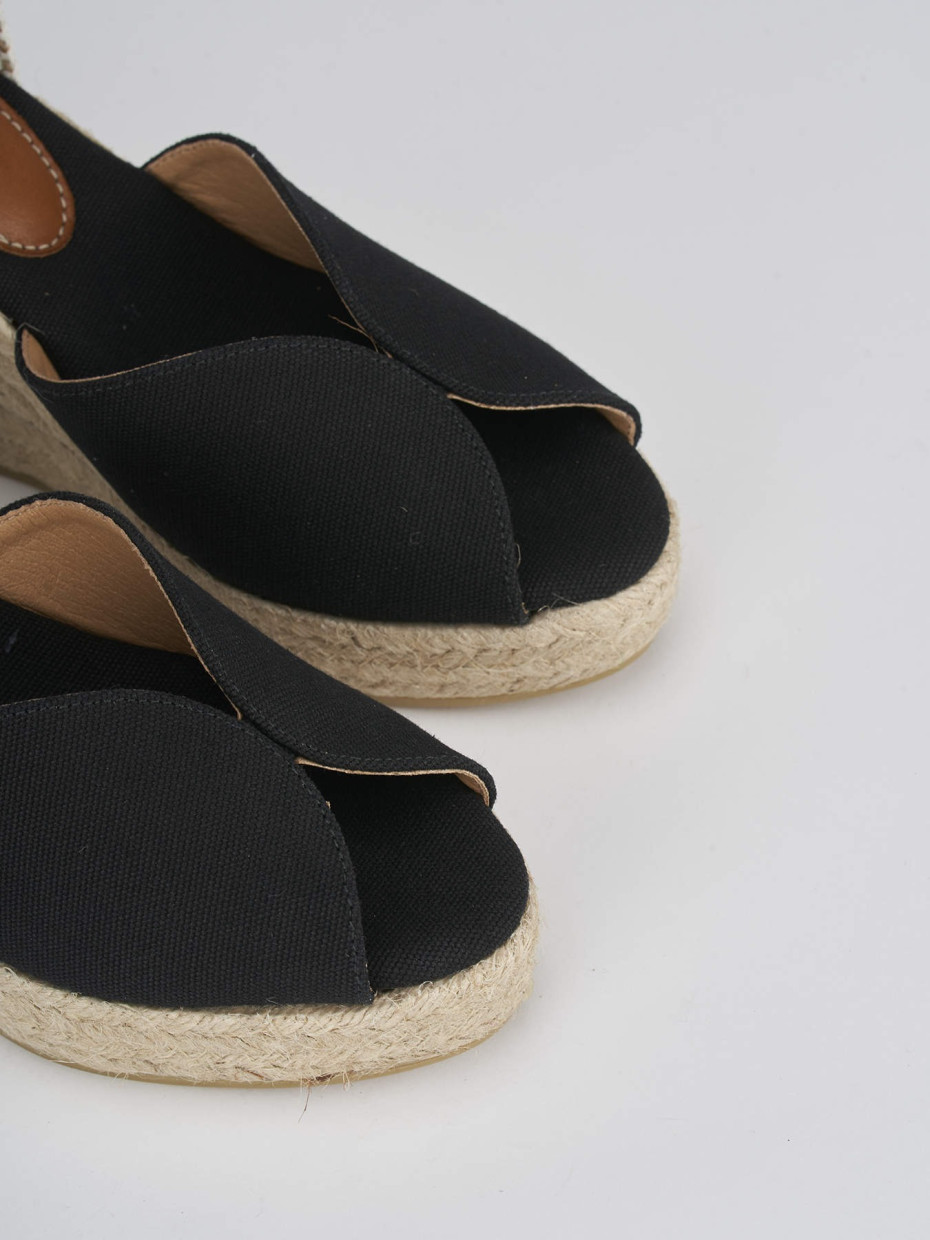 Espadrillas tacco 8cm tessuto nero