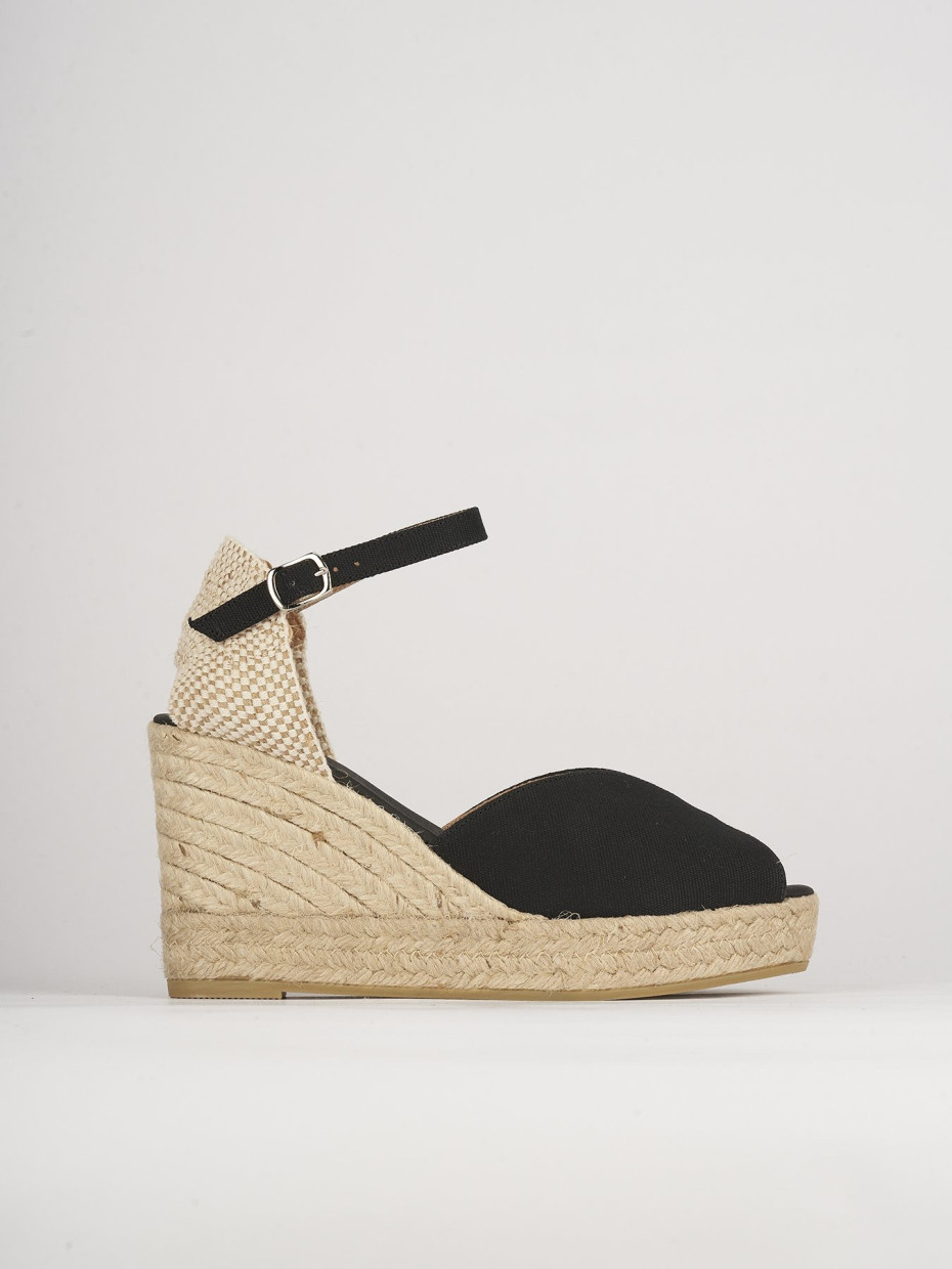 Espadrillas tacco 8cm tessuto nero