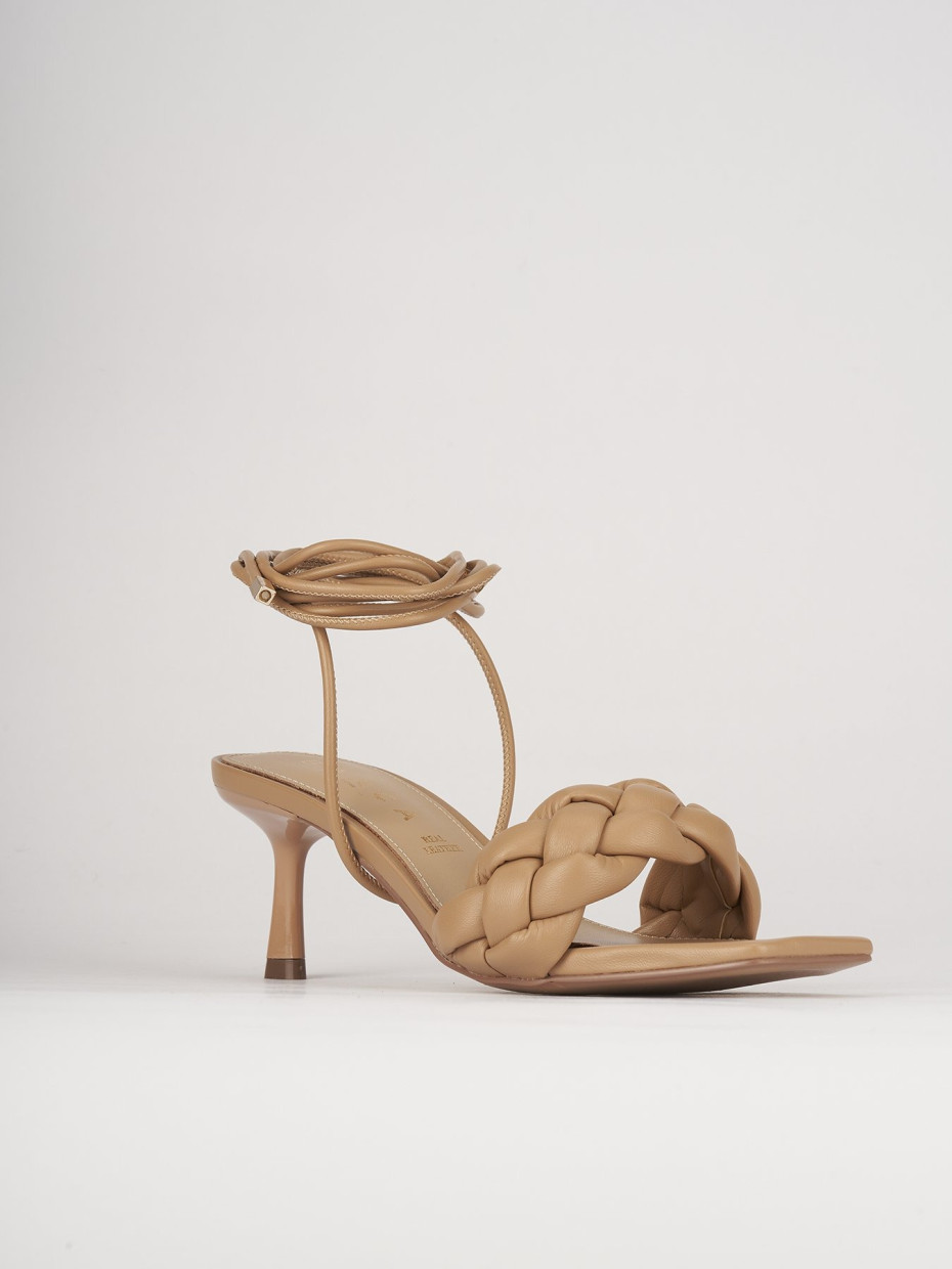 Sandali tacco 5cm pelle beige