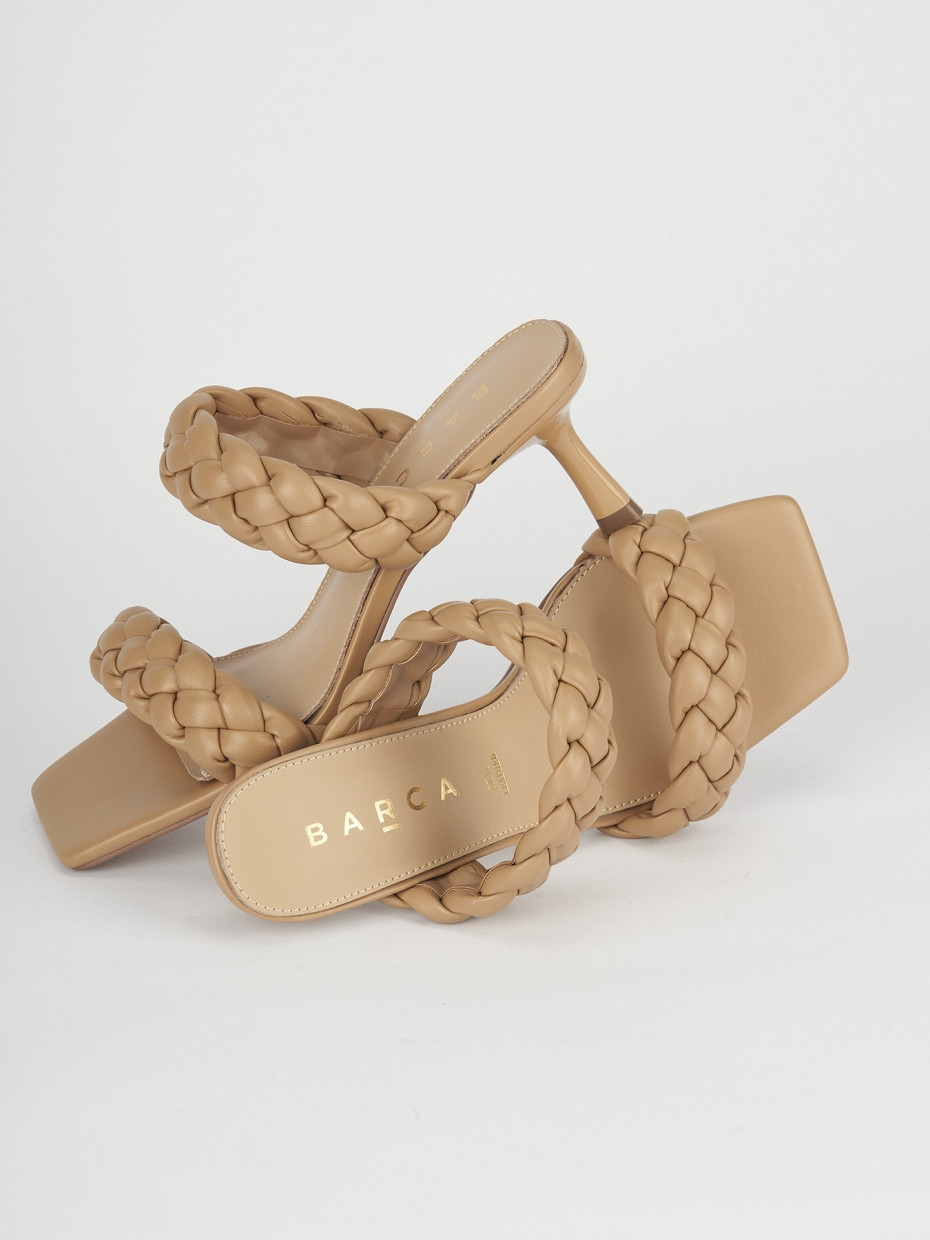 Ciabatte tacco 5cm pelle beige Barca Stores