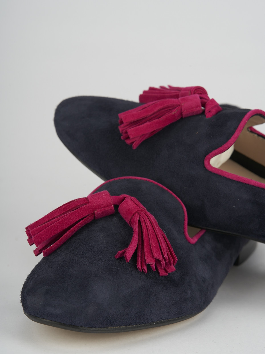 Flat shoes heel 1 cm blu chamois