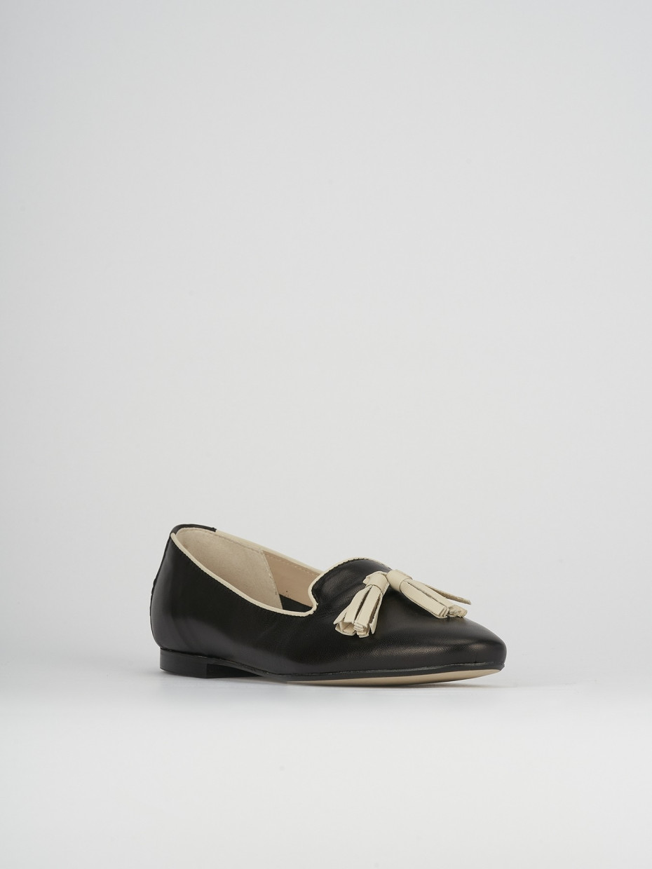 Ballerina mocassino babbuccia tacco 1 cm nero pelle