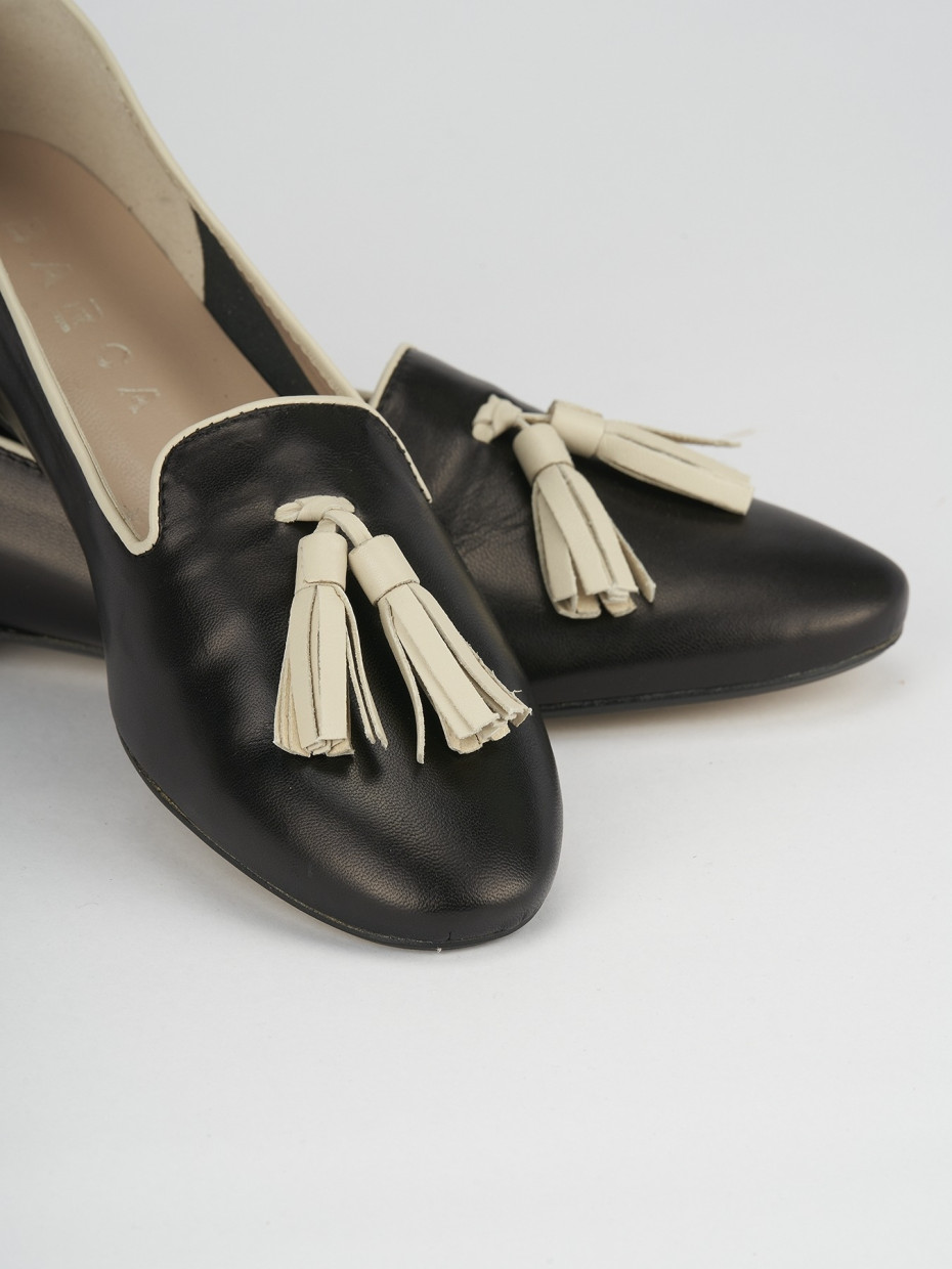 Flat shoes heel 1 cm black leather