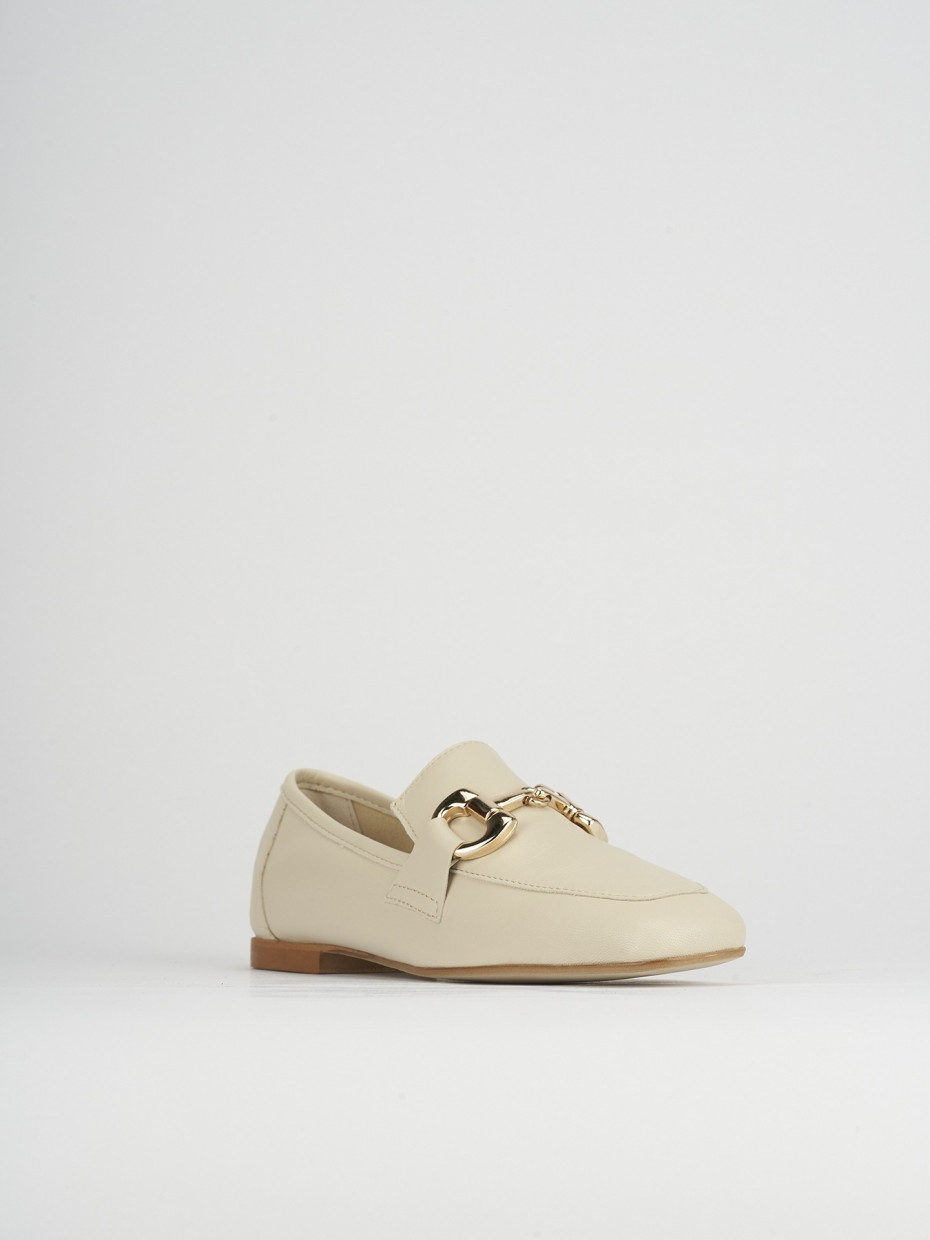 Mocassini tacco 1cm pelle beige