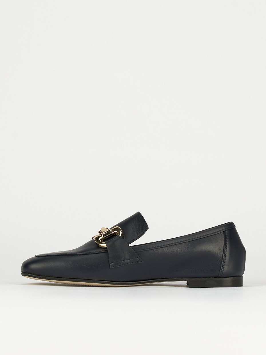 Mocassini tacco 1cm pelle blu
