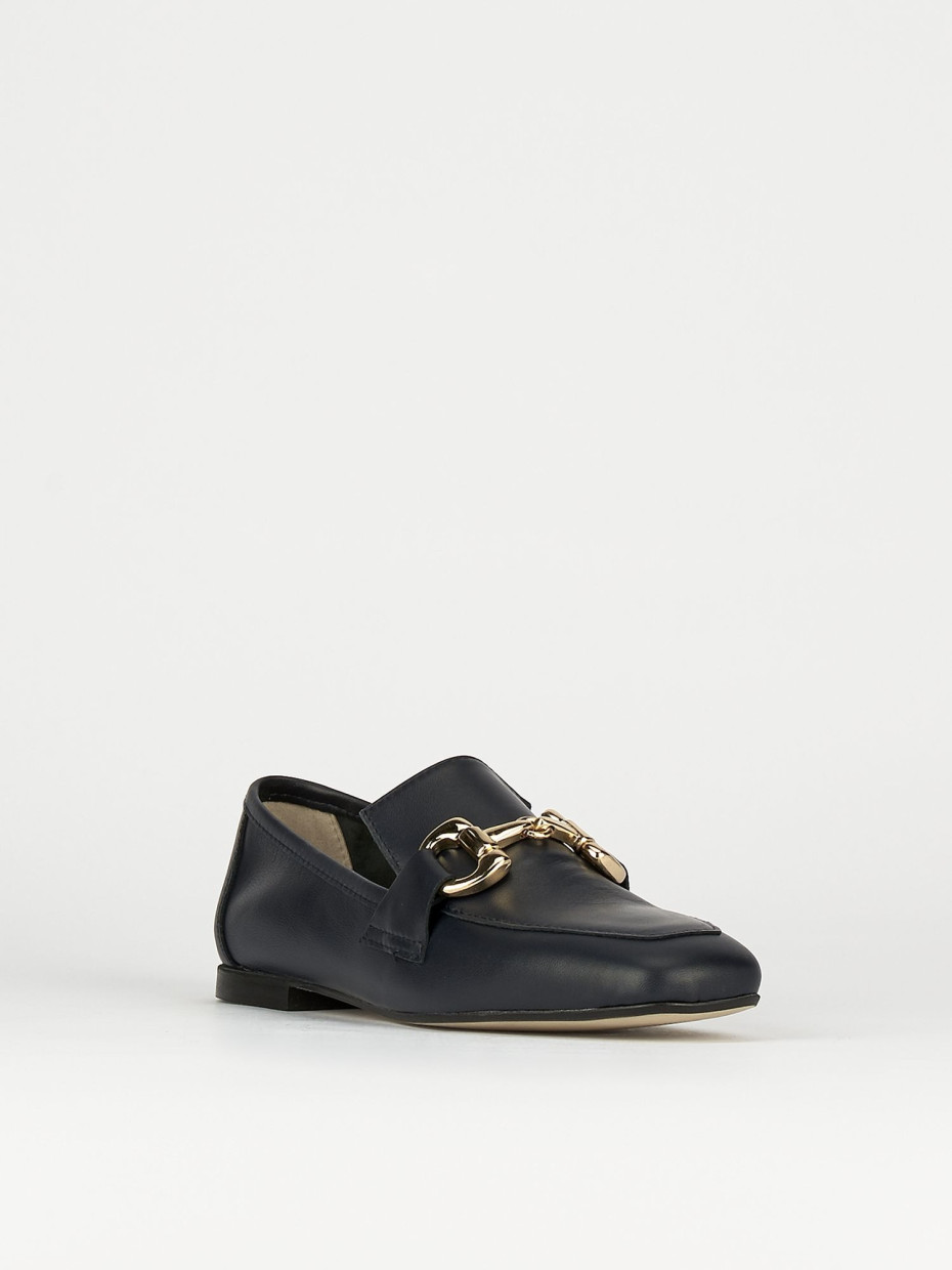 Mocassini tacco 1cm pelle blu