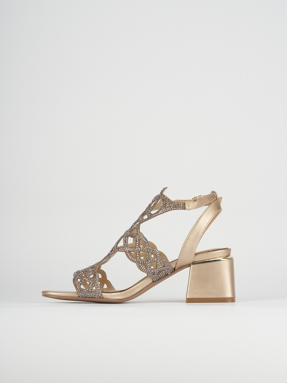 Sandali tacco 5cm pelle bronzo