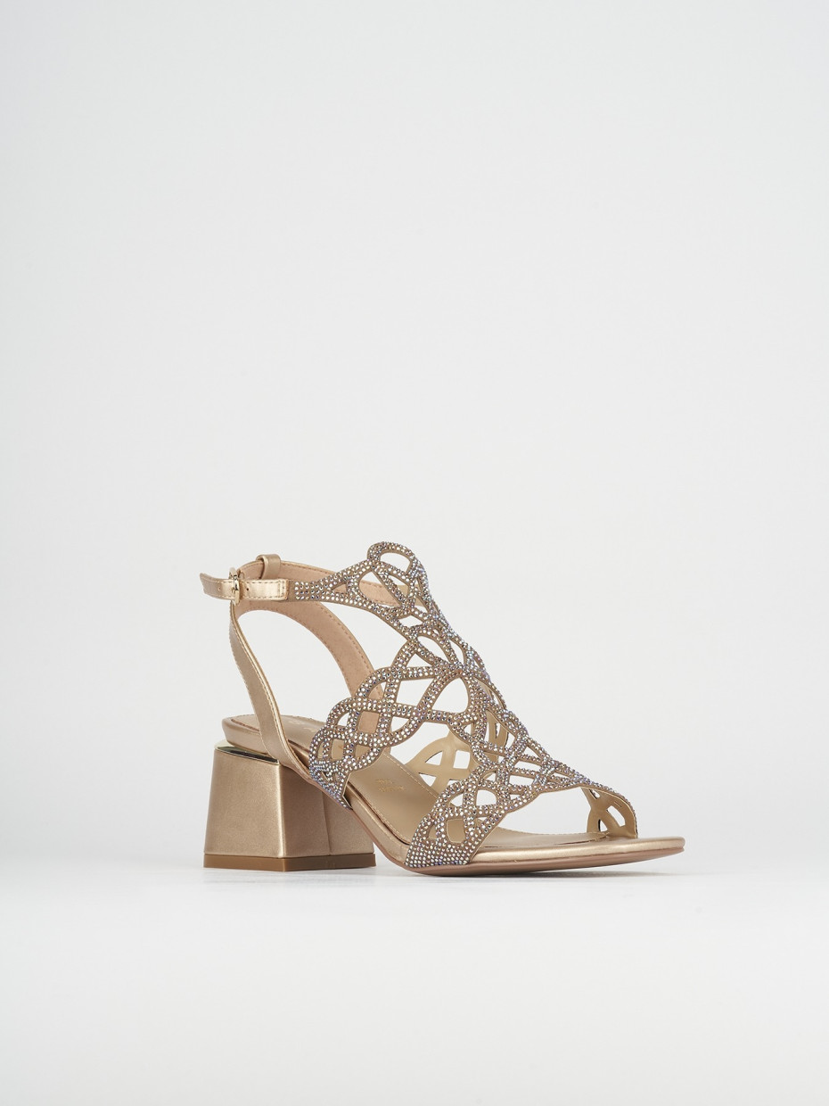 Sandali tacco 5cm pelle bronzo