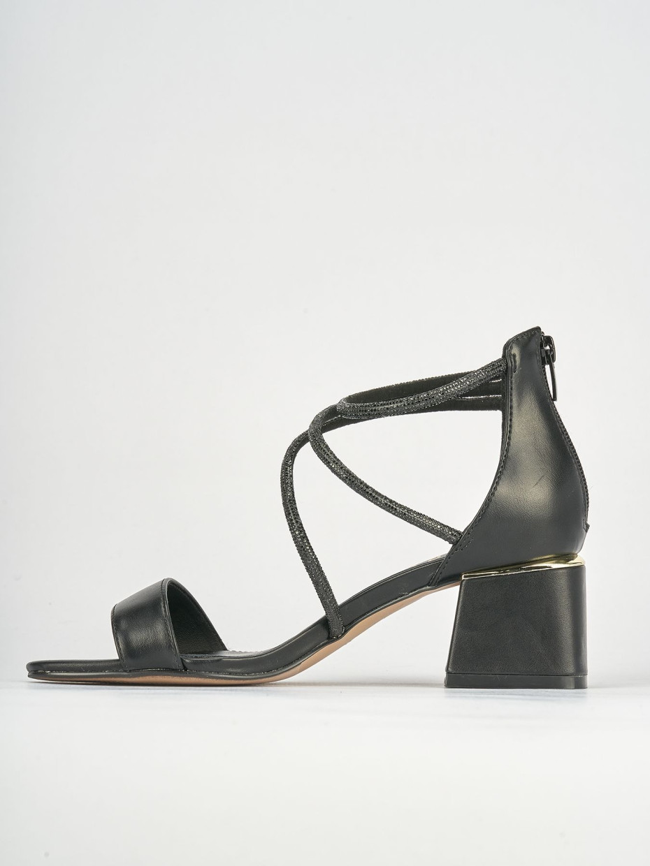 Sandalo tacco 5 cm nero pelle
