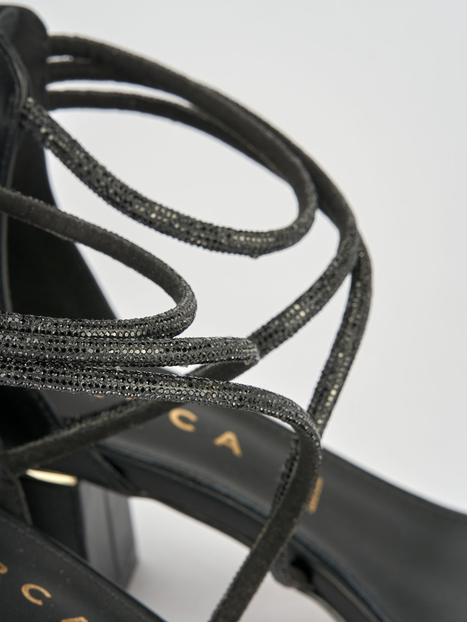 Sandalo tacco 5 cm nero pelle