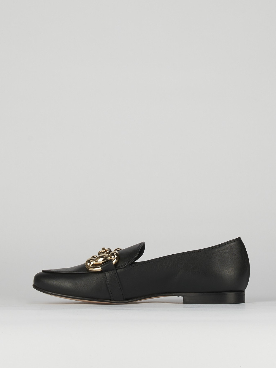 Loafers heel 1 cm black leather