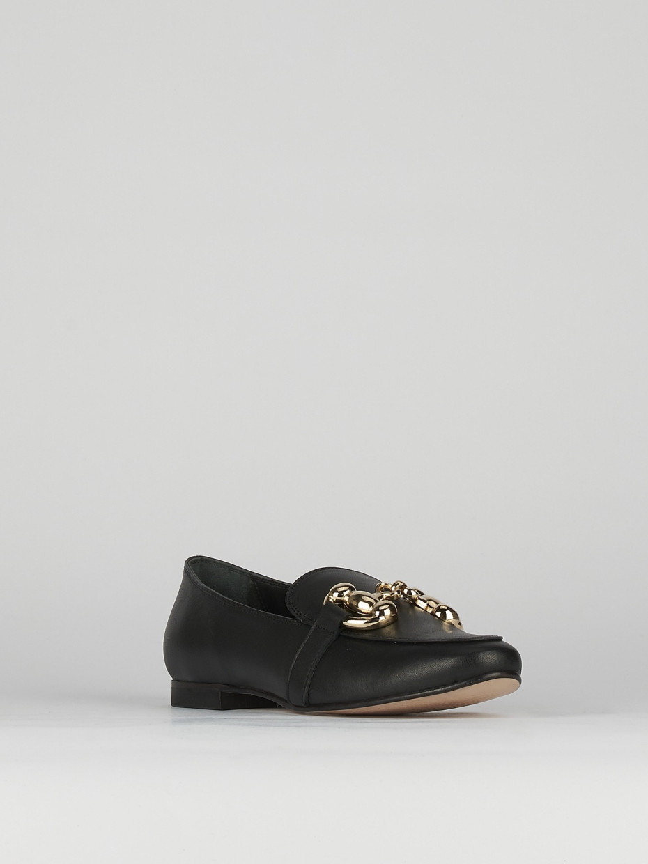 Loafers heel 1 cm black leather