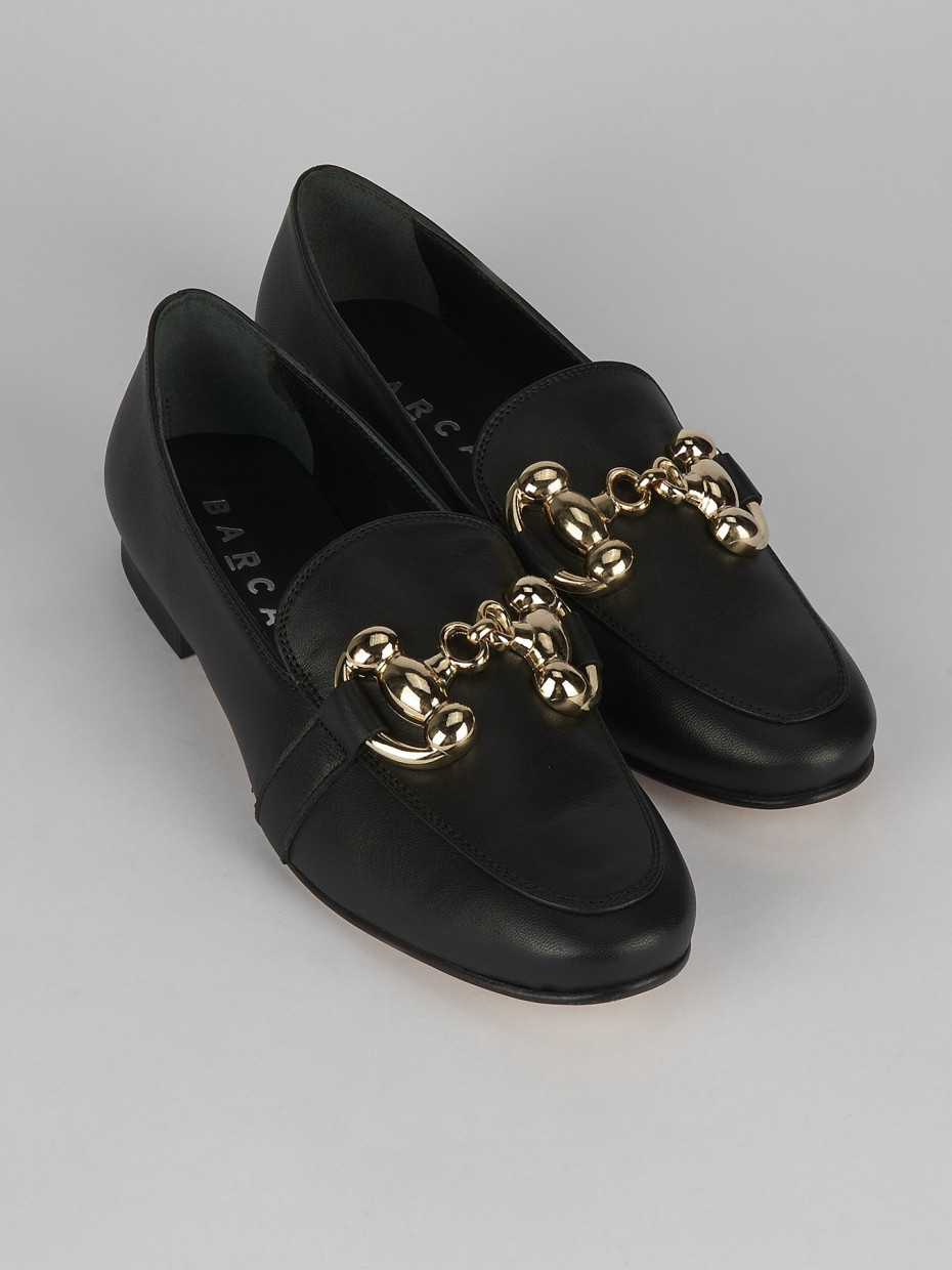 Loafers heel 1 cm black leather