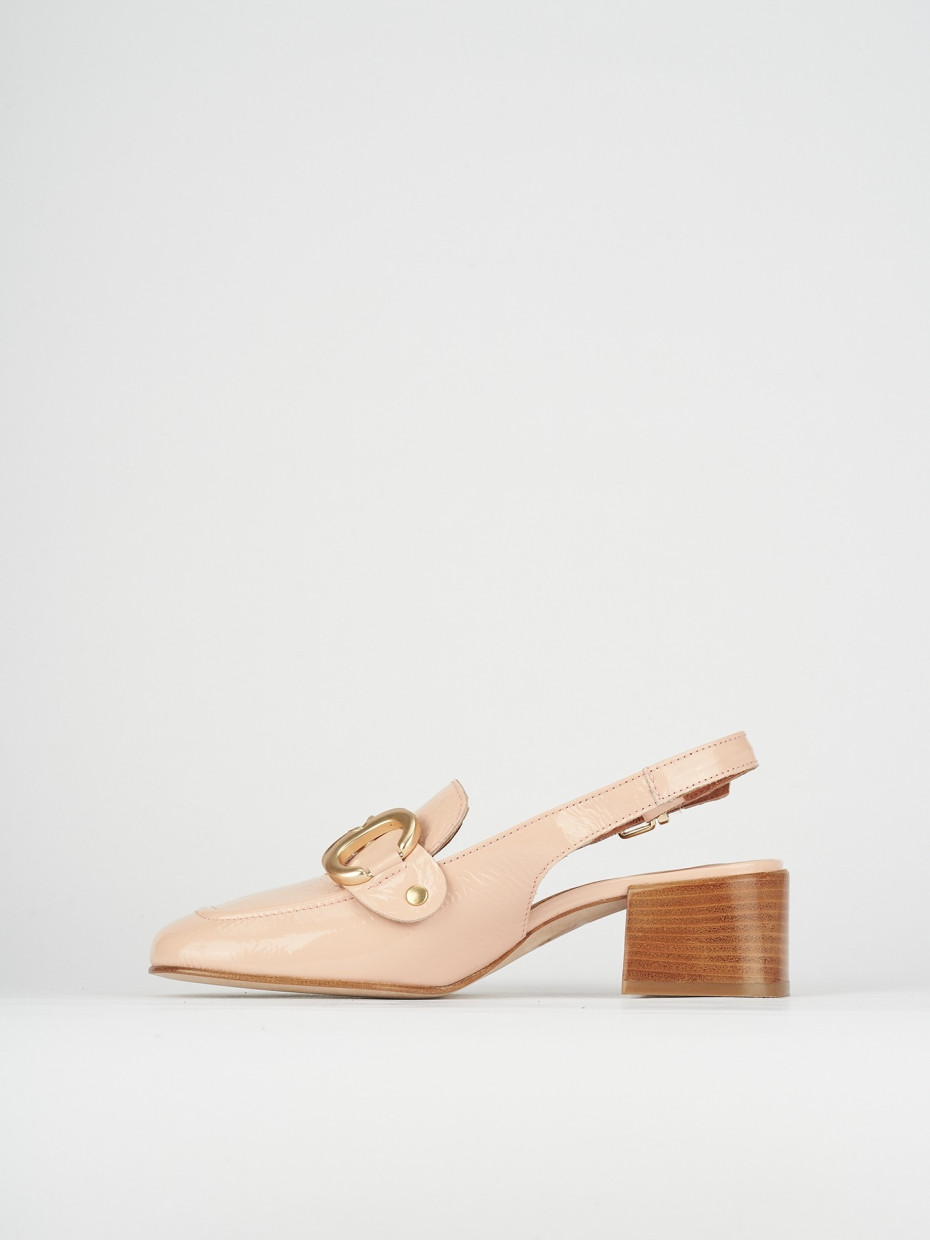 Mocassini tacco 5cm pelle rosa