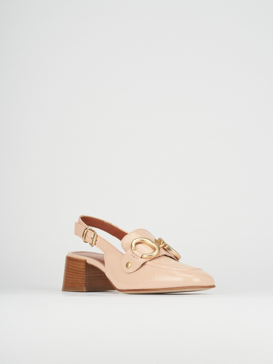 Mocassini tacco 5cm pelle rosa
