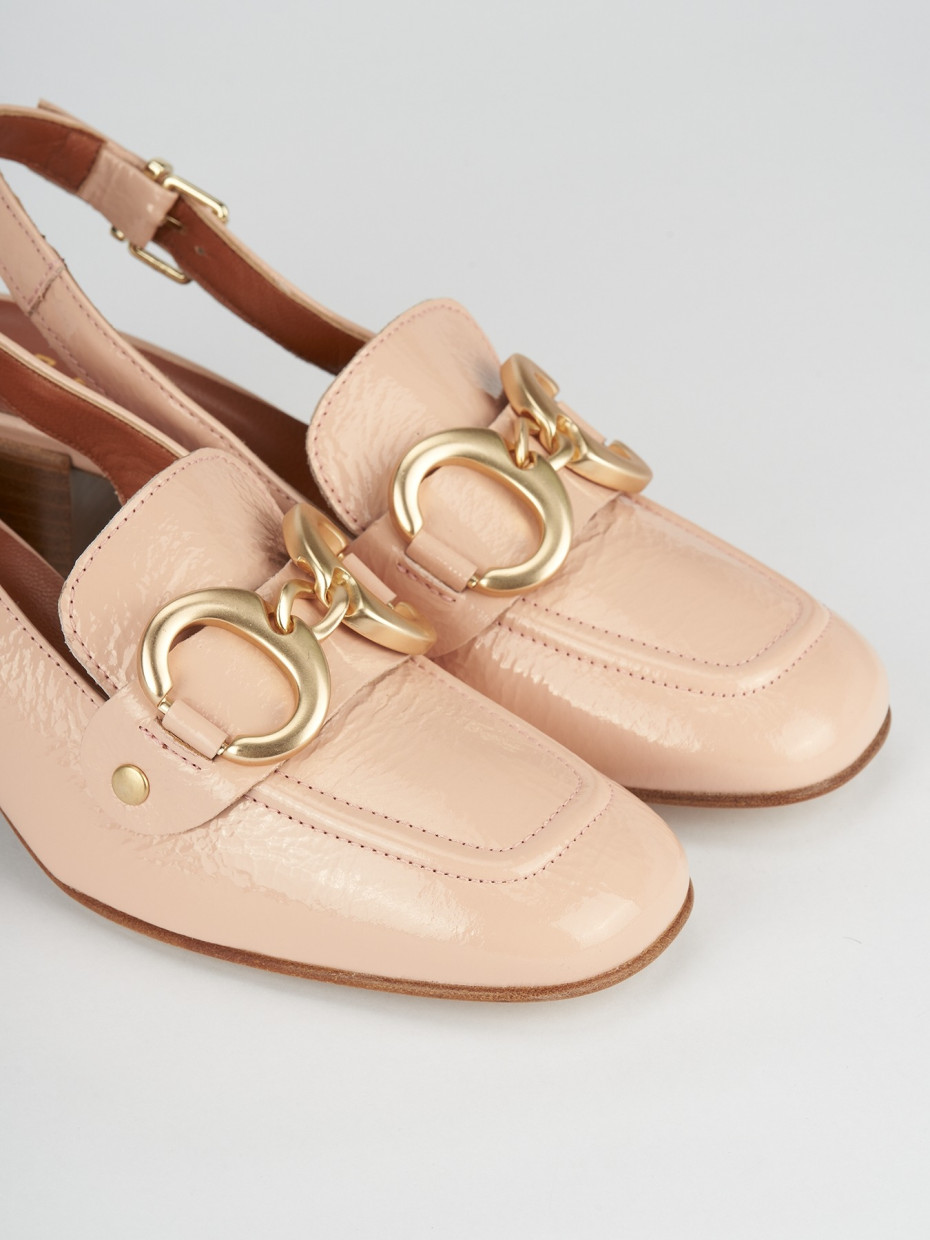 Mocassini tacco 5cm pelle rosa