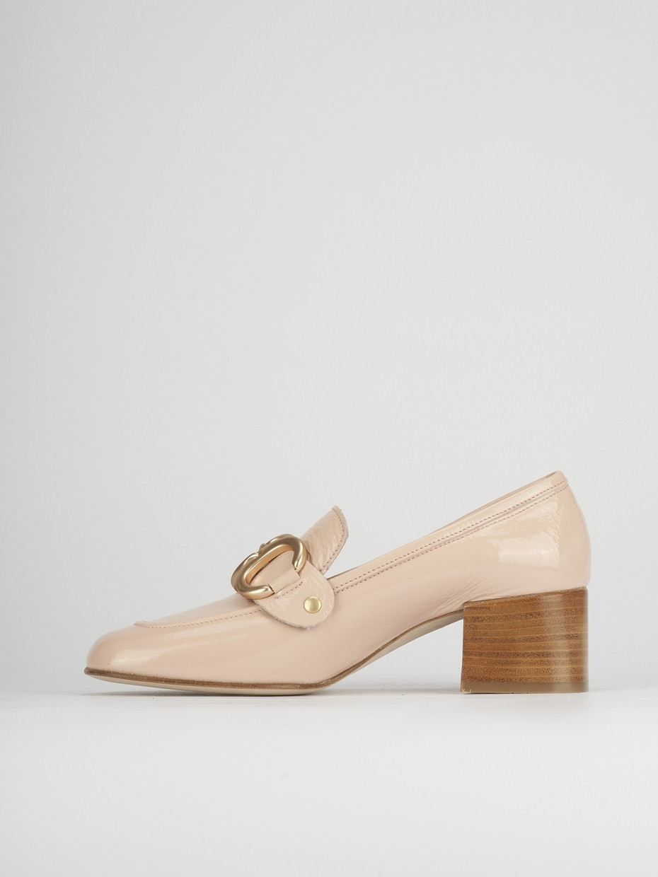 Mocassino tacco 6 cm rosa pelle