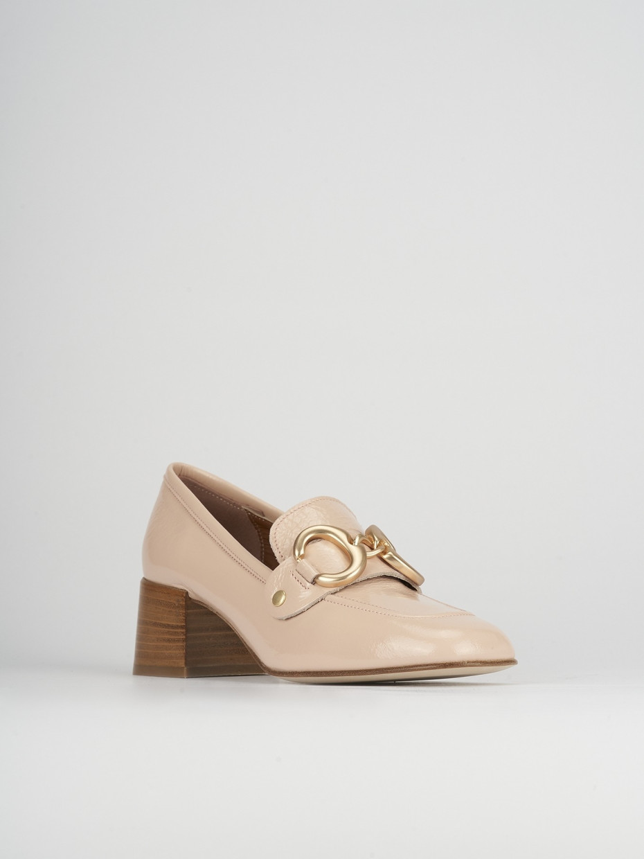 Mocassino tacco 6 cm rosa pelle