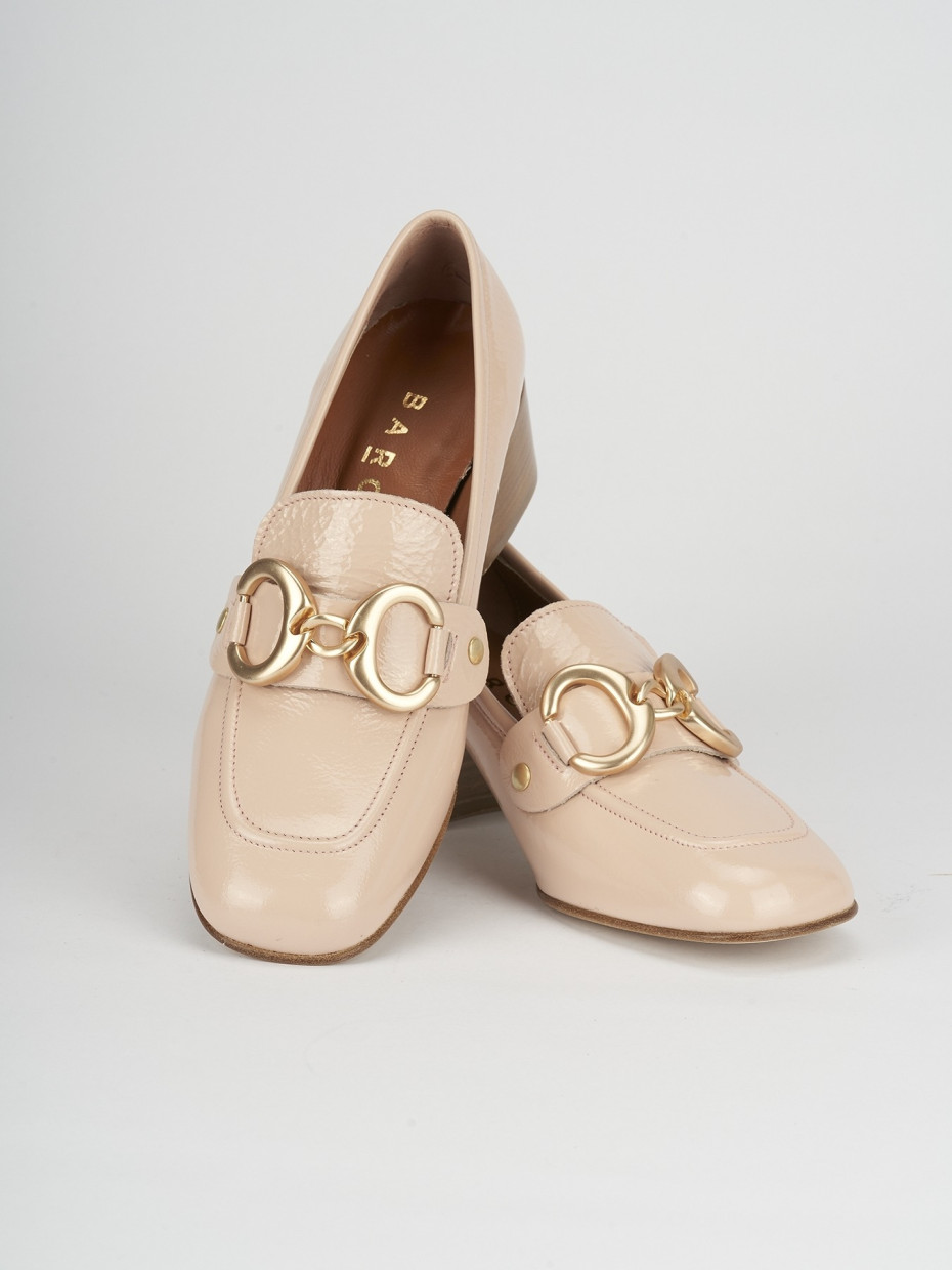 Mocassino tacco 6 cm rosa pelle