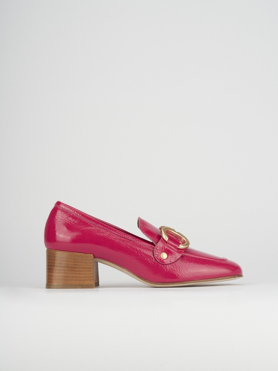Mocassino tacco 6 cm rosa vernice
