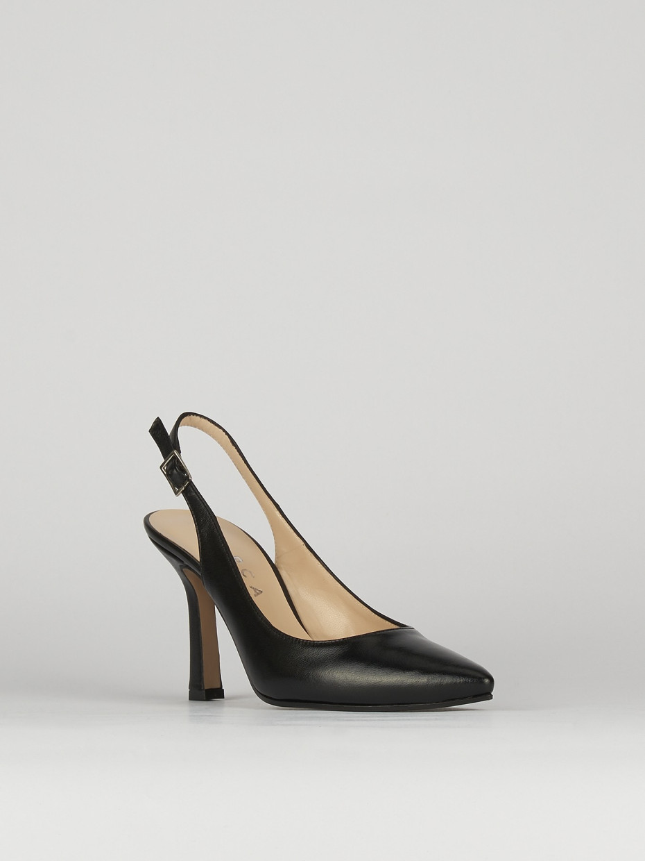 Slingback decoltè tacco 8cm nero pelle