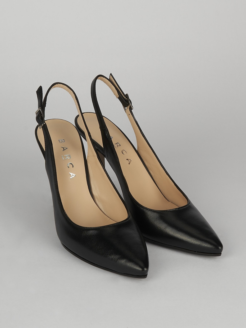 Slingback decoltè tacco 8cm nero pelle