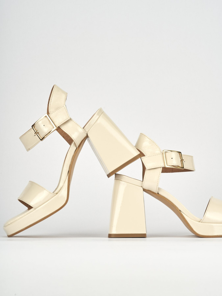 Sandali tacco 8cm pelle beige