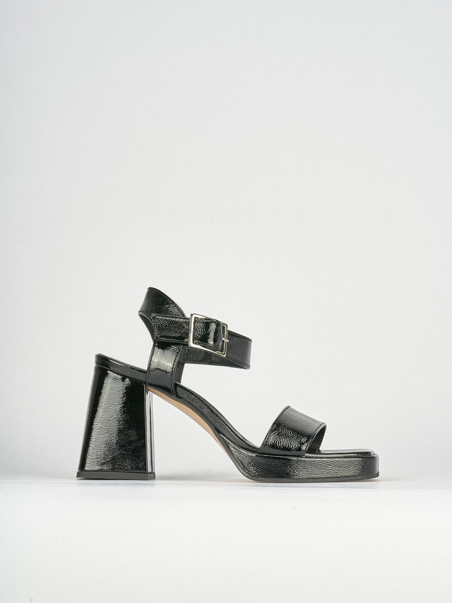 High heel sandals heel 8 cm black leather