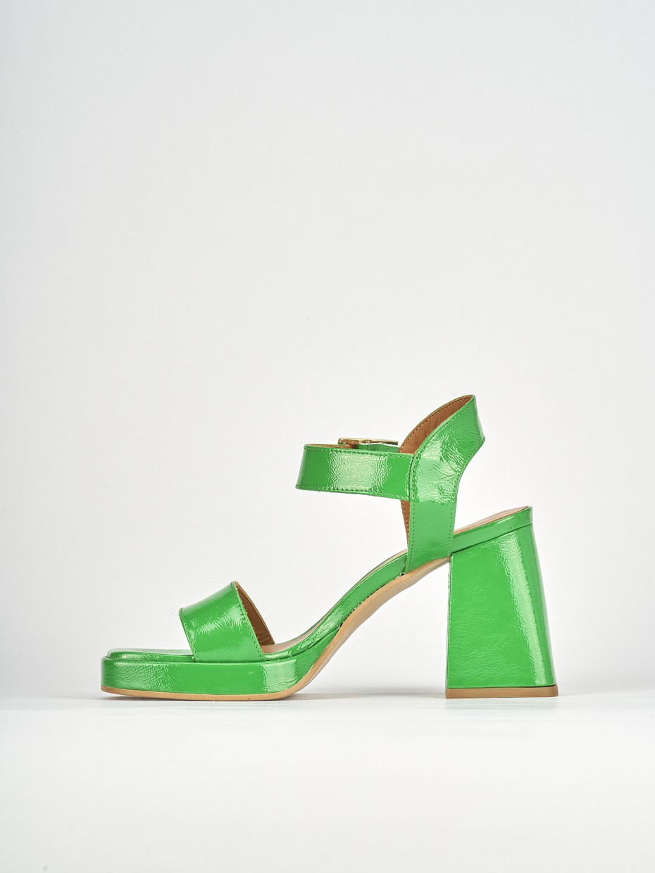 Sandali tacco 8cm pelle verde