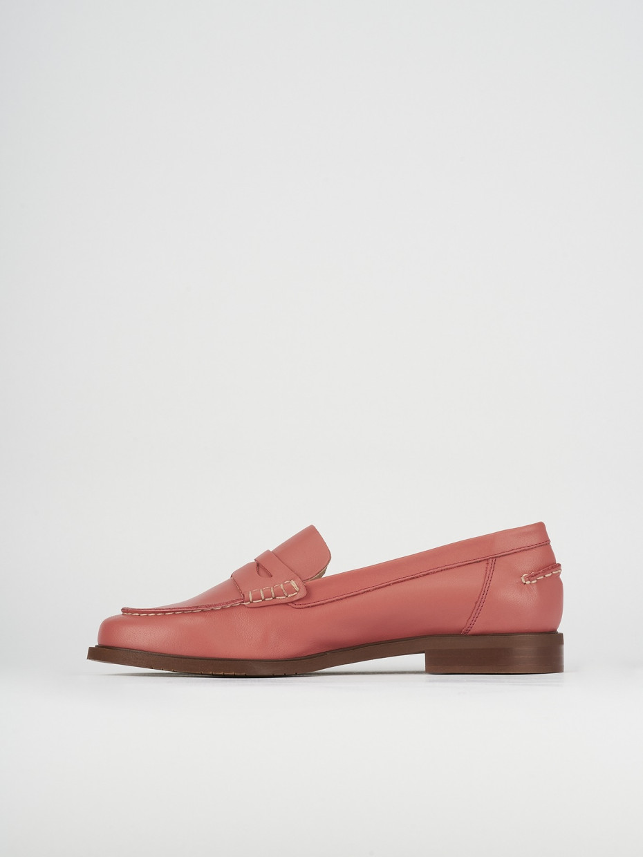 Mocassini tacco 1cm pelle rosa