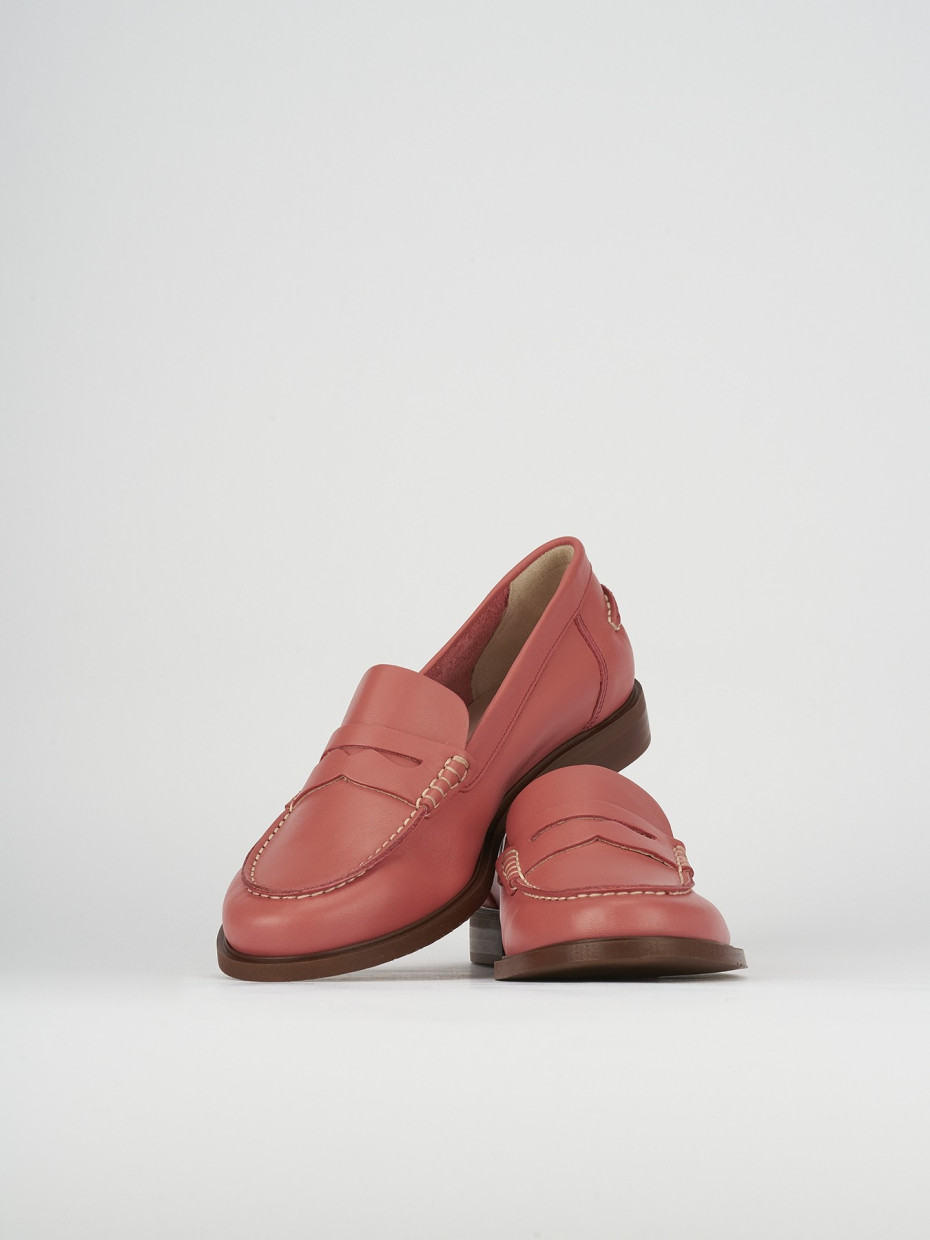 Mocassini tacco 1cm pelle rosa