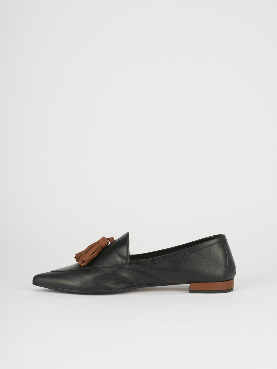 Mocassini tacco 1cm pelle nero