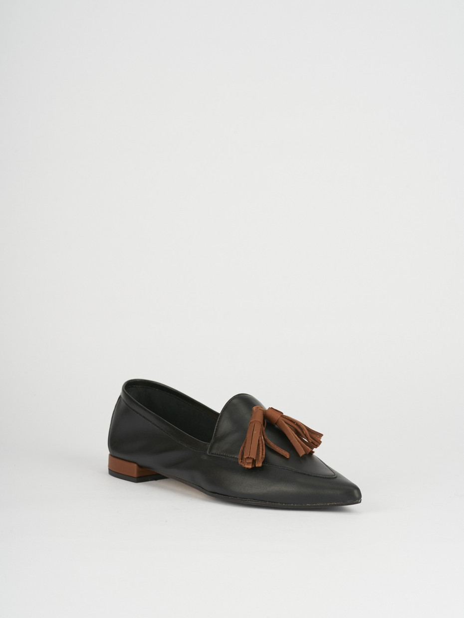 Mocassini tacco 1cm pelle nero