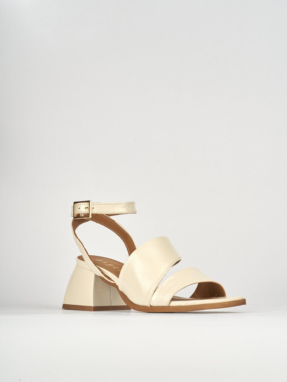 Sandali tacco 5cm pelle beige