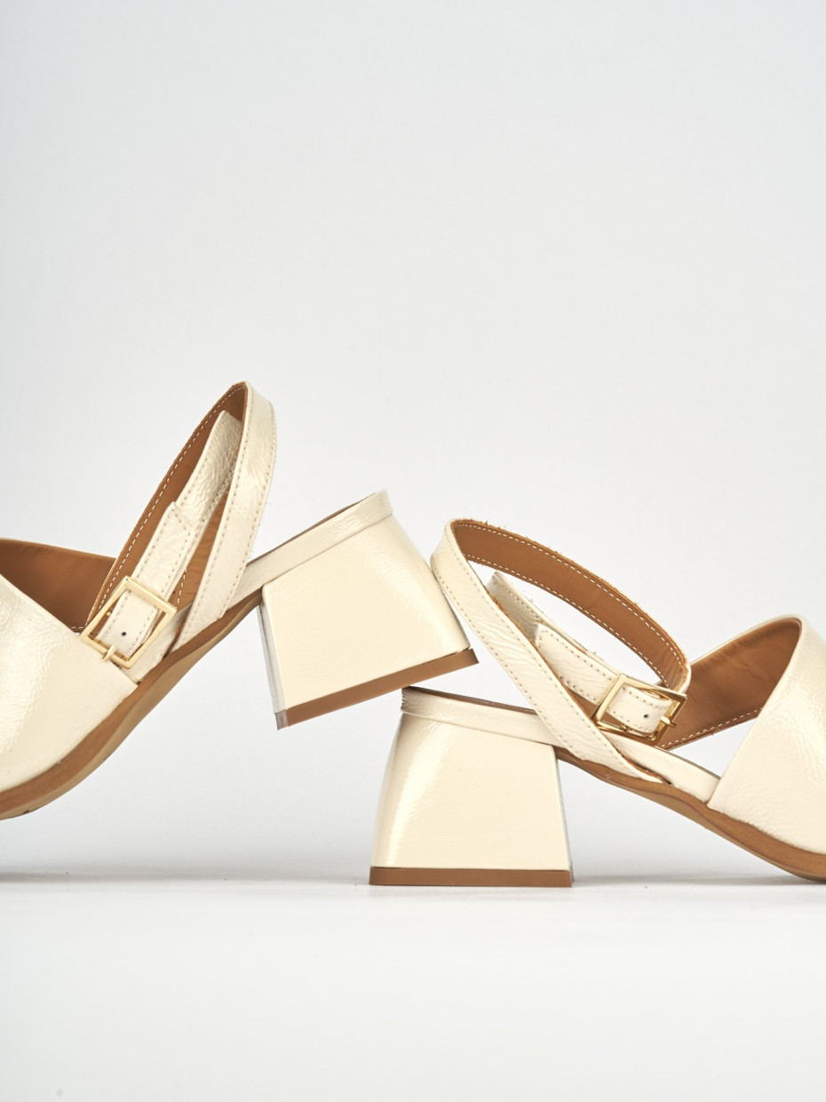 Sandali tacco 5cm pelle beige